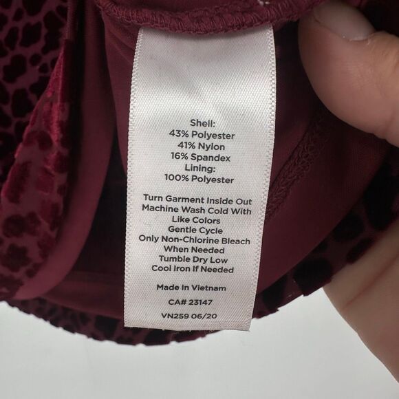 Talbots Velvet Burnout Bell Sleeve Top Women S Petite Burgundy Leopard Print - Picture 4 of 9